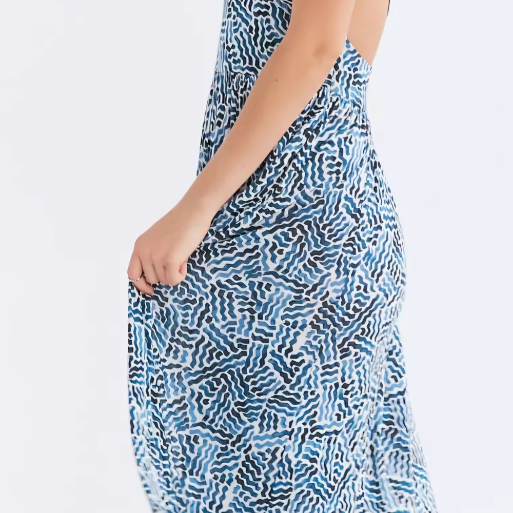 Silence + Noise Blue and White Maxi Dress